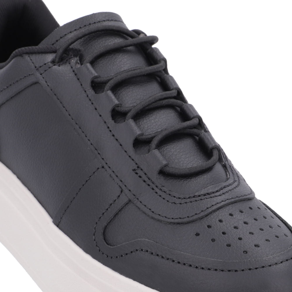 Baskets en cuir noir avec lacets élastiques