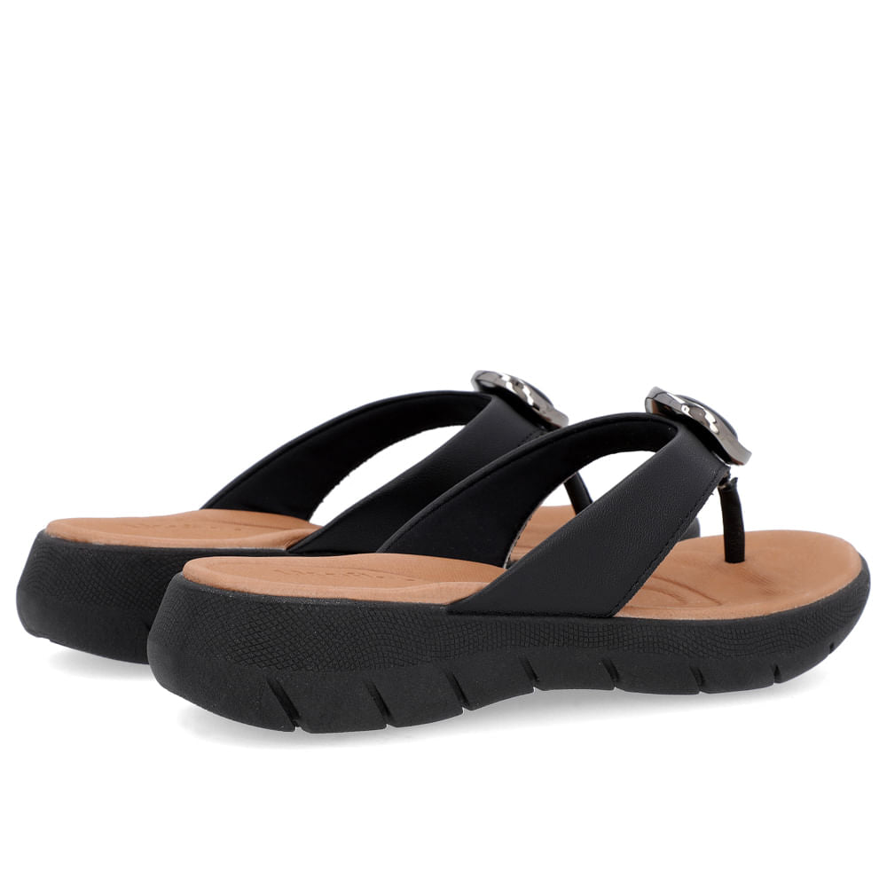 Tongs à plateforme en cuir noir avec détails ornés