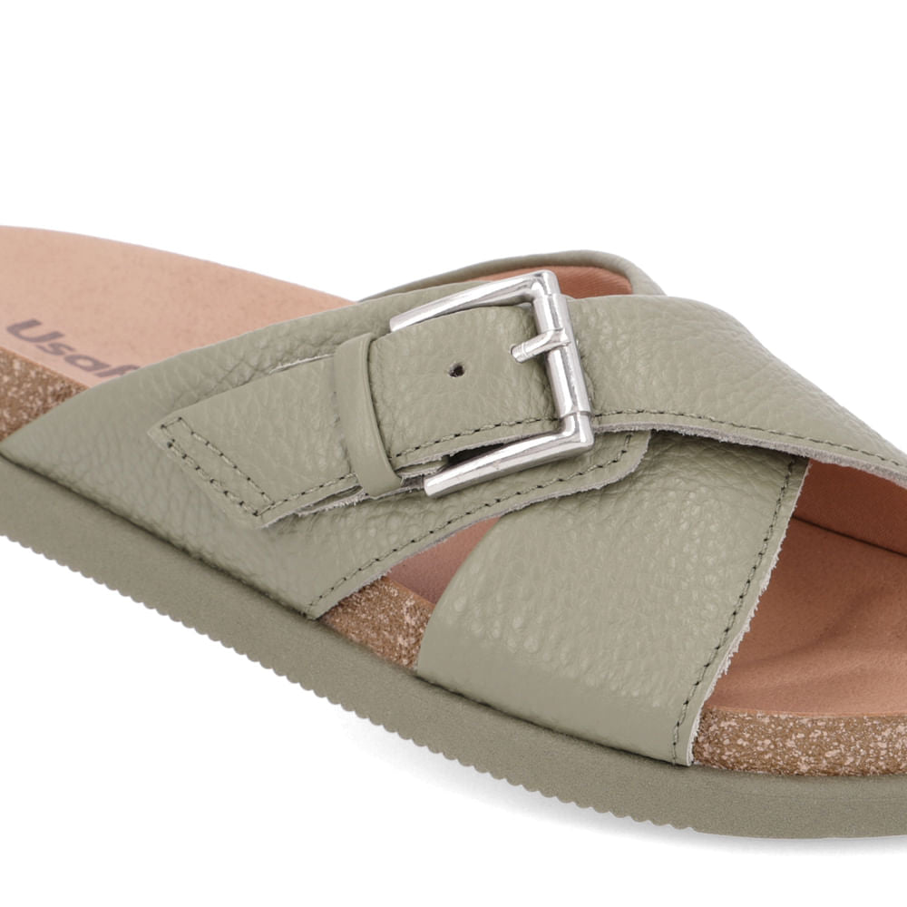 Boucle coulissante en cuir vert militaire de base