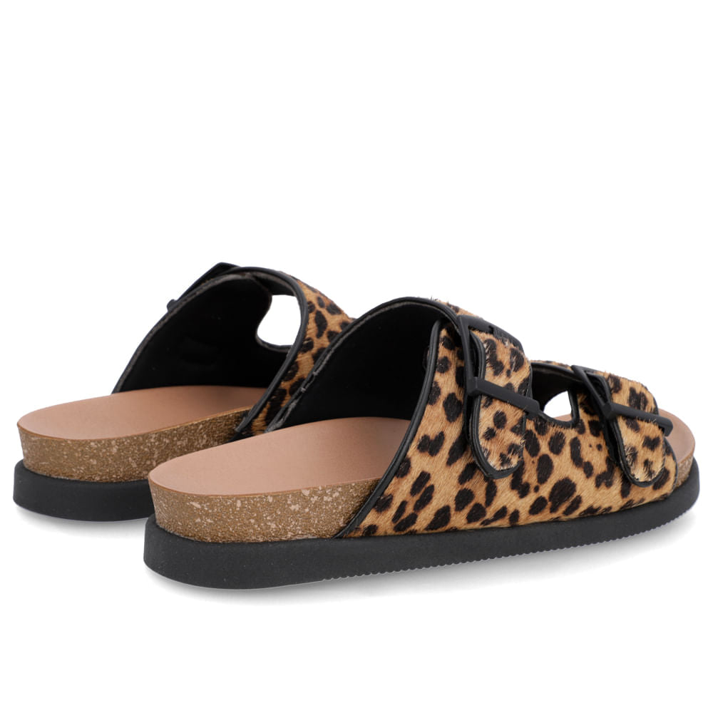 Birkenstock Slide Leopard Fur Leather Buckle