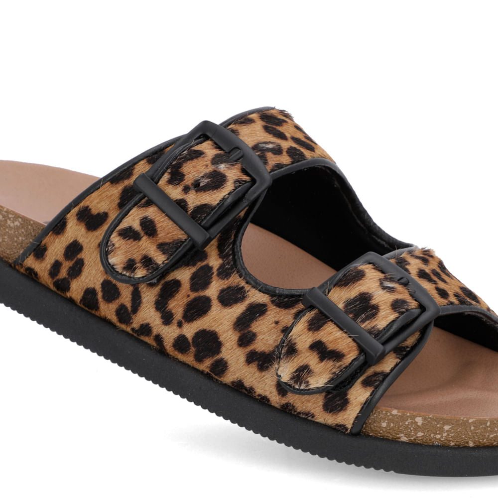 Birkenstock Slide Leopard Fur Leather Buckle