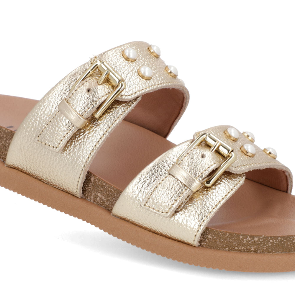 Mules Birkenstock en cuir doré