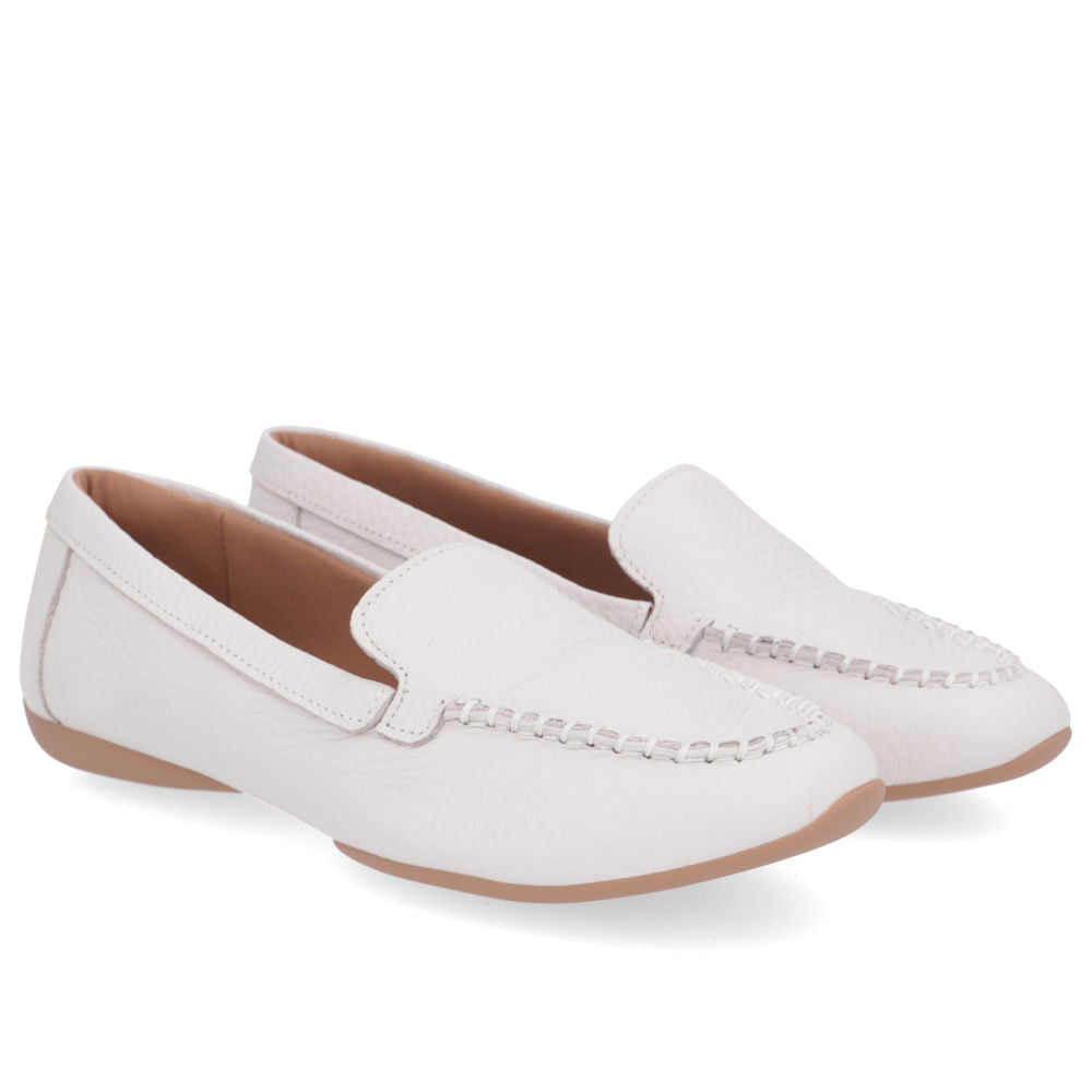 Mocassins basiques en cuir blanc cassé