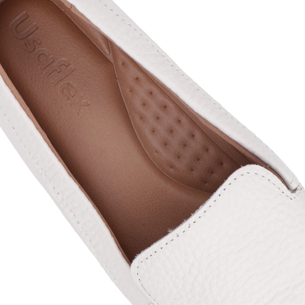 Mocassins basiques en cuir blanc cassé