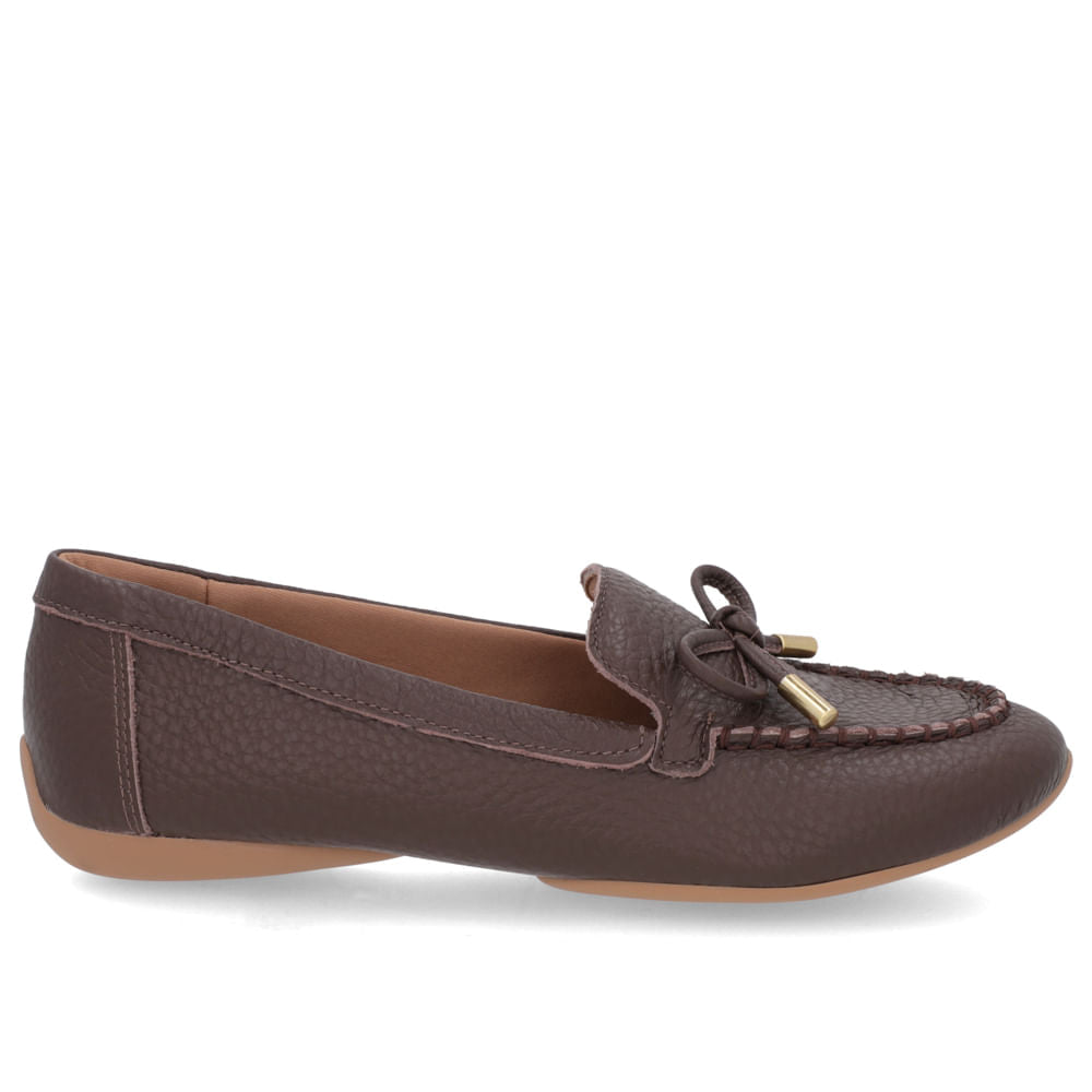 Mocassins en cuir chocolat avec décoration nœud