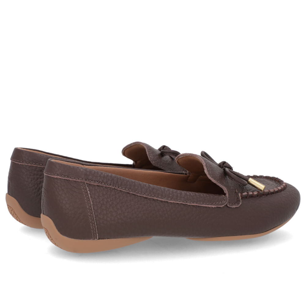 Mocassins en cuir chocolat avec décoration nœud