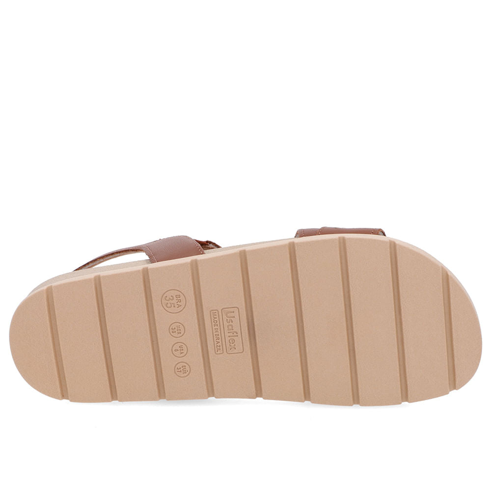 Sandale à lanières en cuir marron avec réglage élastique