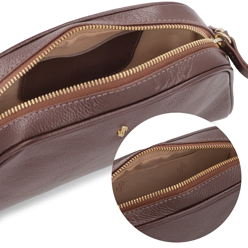 Sac à bandoulière en cuir marron Pinhão