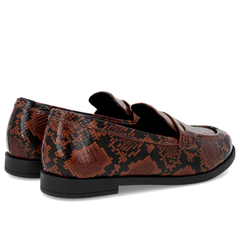 Mocassin à bride en cuir de serpent imprimé animal