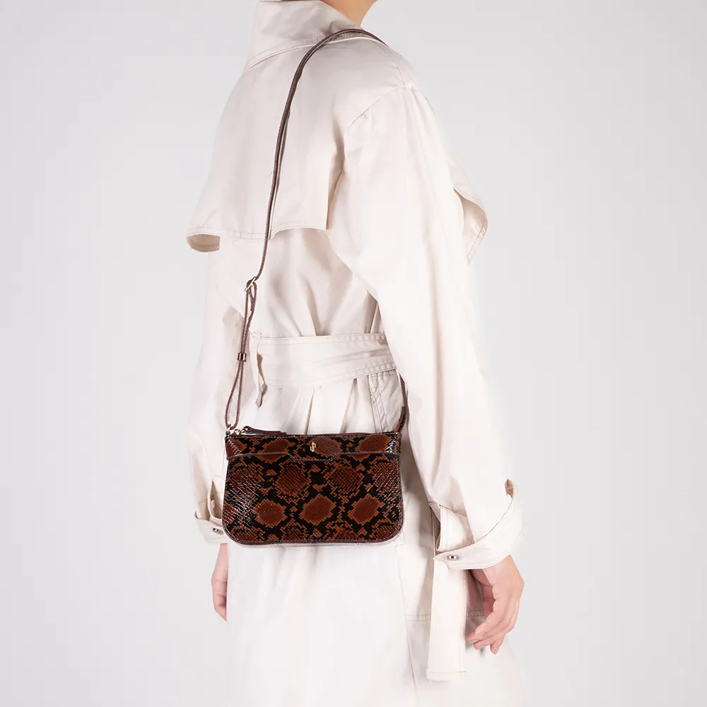 Sac bandoulière en cuir imprimé animal serpent