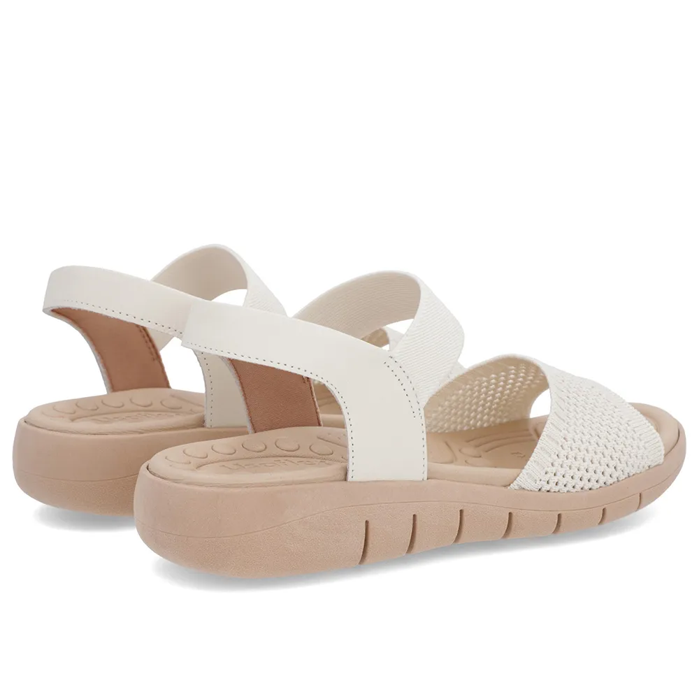Sandale en tricot blanc ivoire avec bride élastique