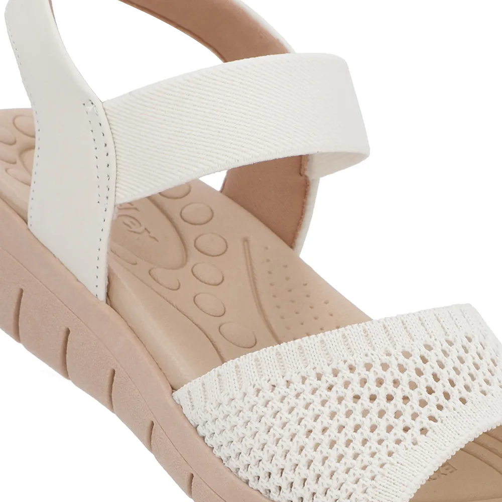Sandale en tricot blanc ivoire avec bride élastique