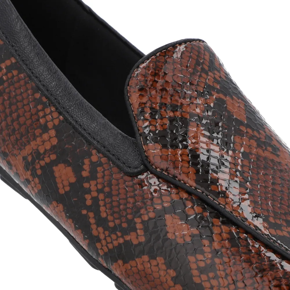 Mocassins à bout rond à imprimé animal