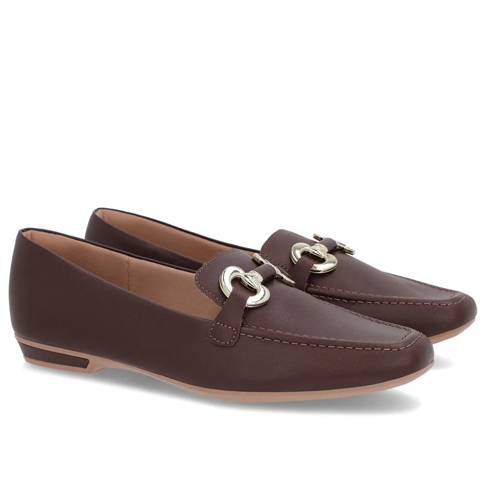 Mocassin marron avec bride en cuir Pinhão
