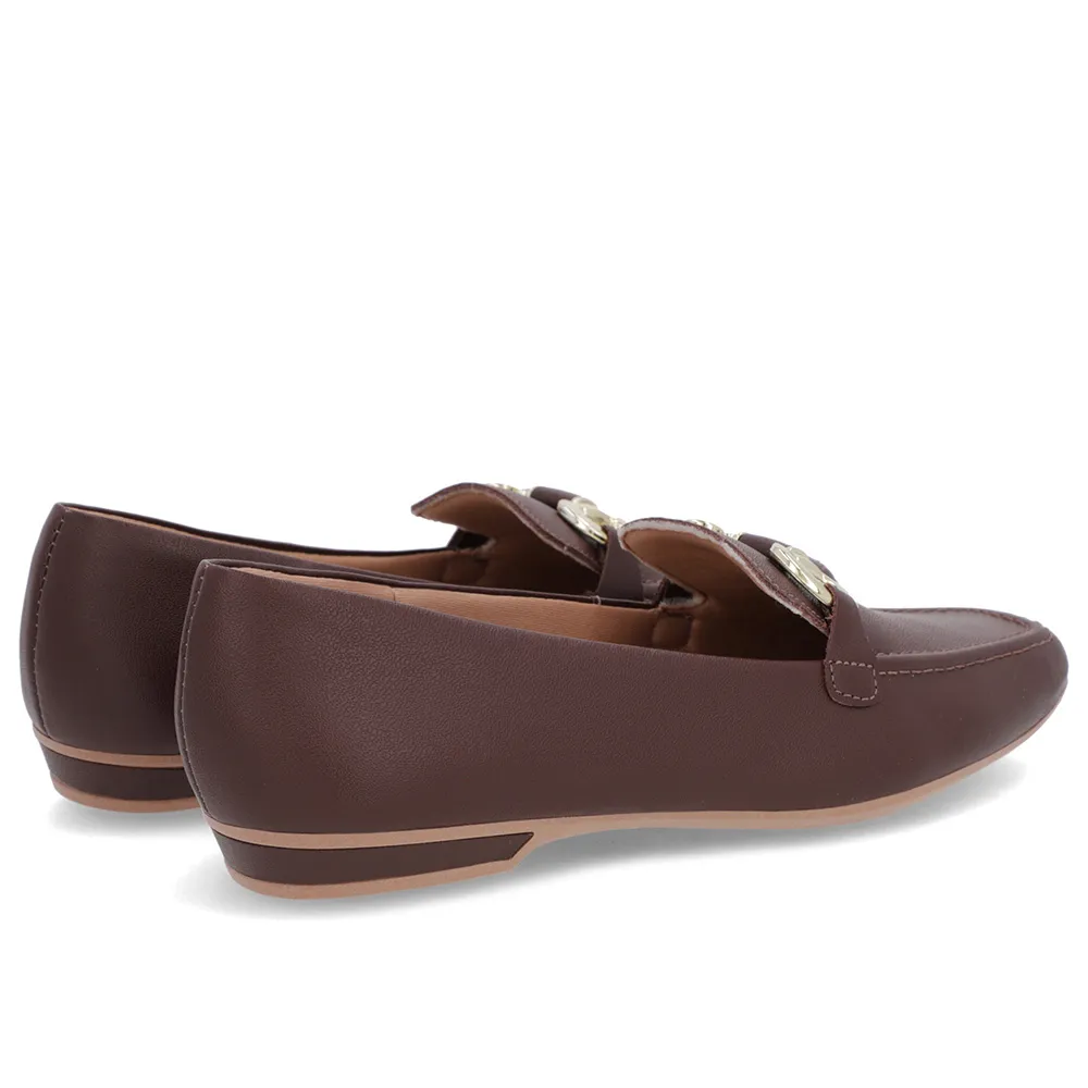 Mocassin marron avec bride en cuir Pinhão