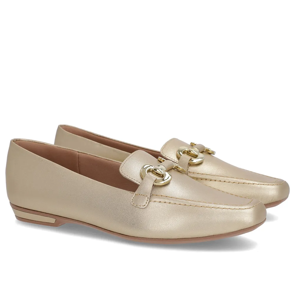 Bride en cuir mocassin doré