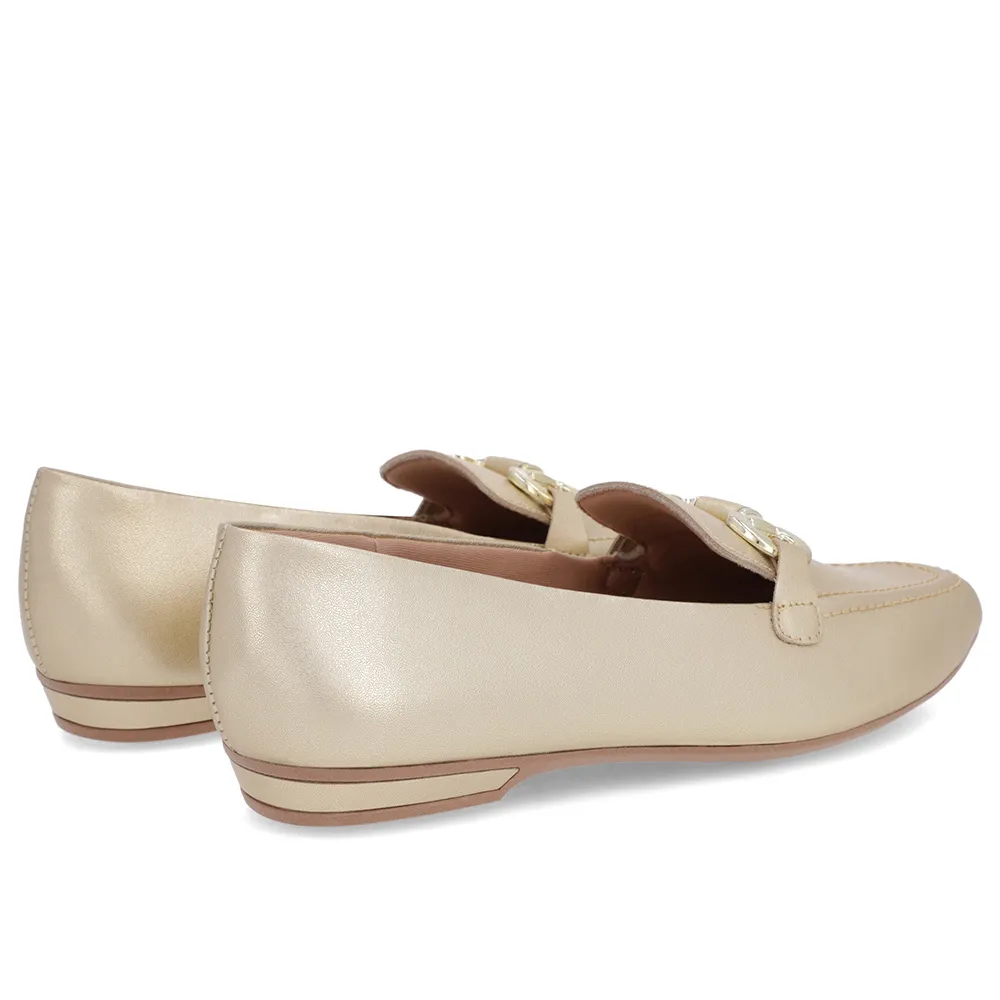 Bride en cuir mocassin doré