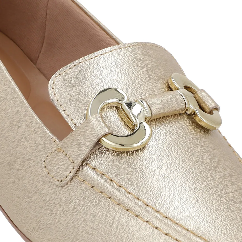 Bride en cuir mocassin doré
