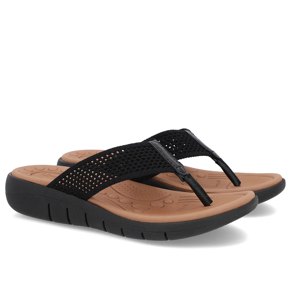 Chinelo Salto Rasteiro Tricot Preto