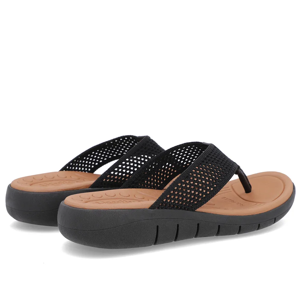 Chinelo Salto Rasteiro Tricot Preto