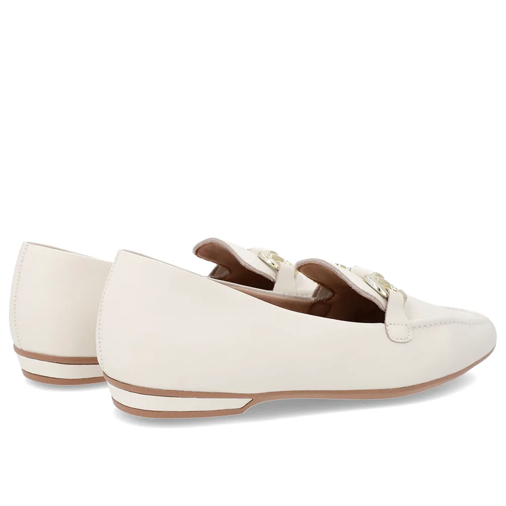 Loafer Branco Marfim Couro Bridão