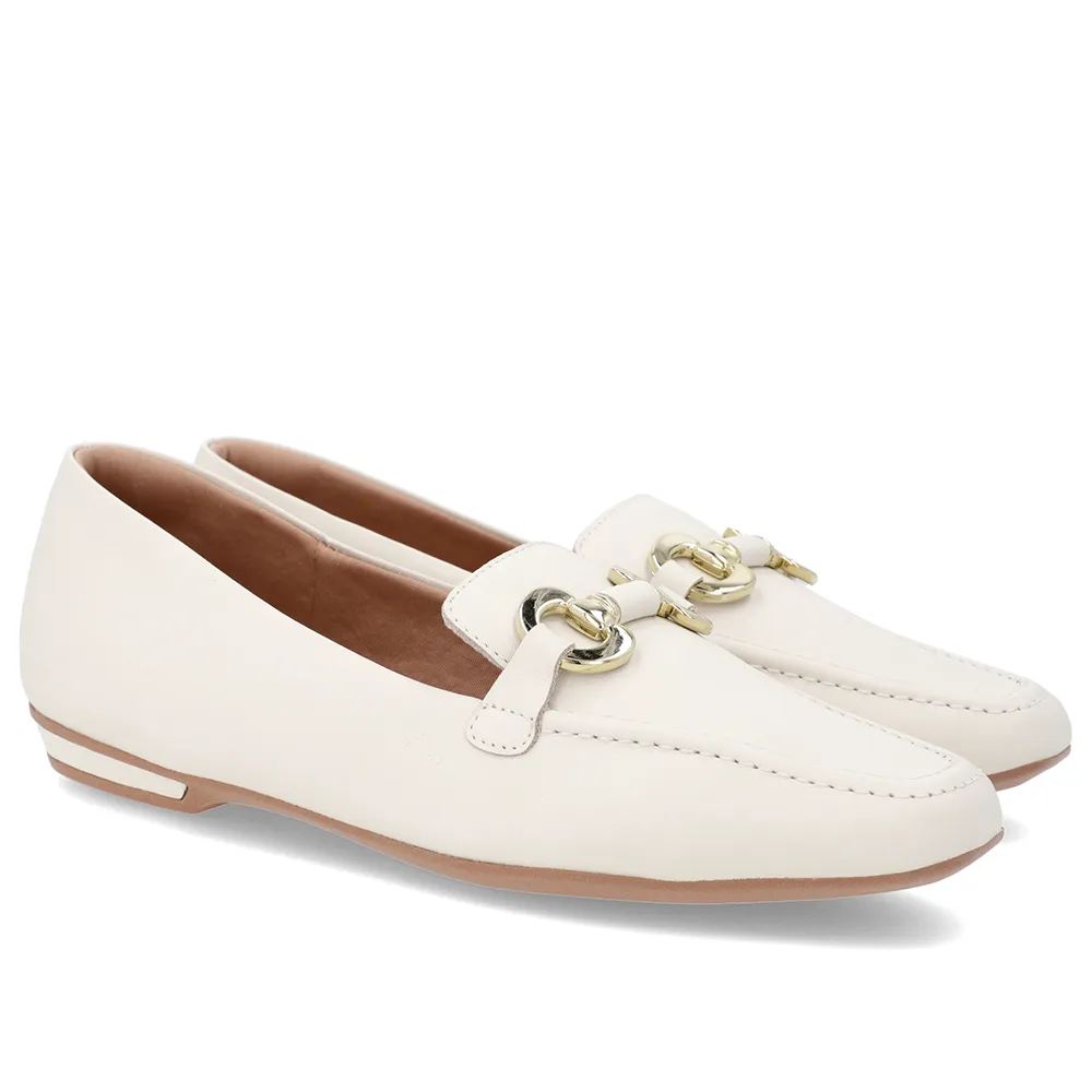 Loafer Branco Marfim Couro Bridão