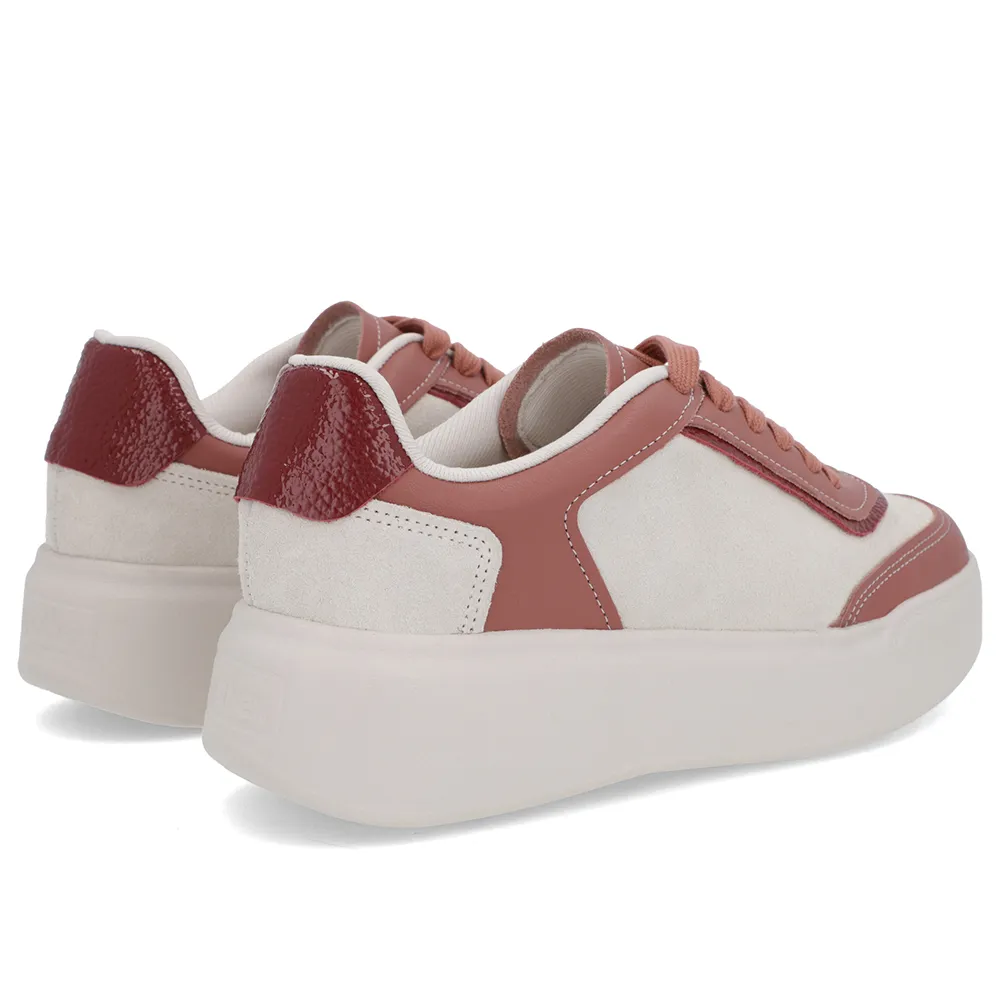 Baskets à lacets en daim rose à semelle haute