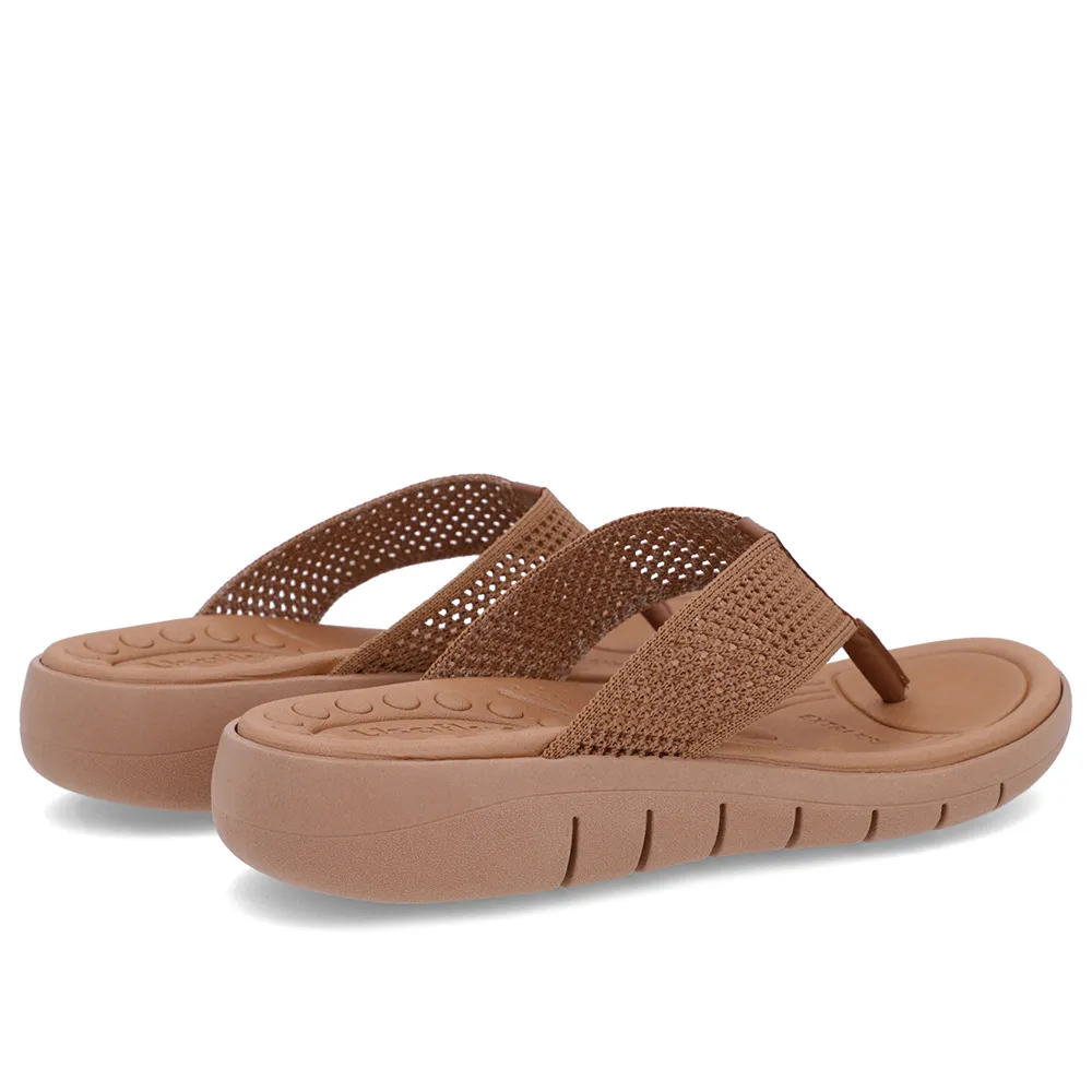 Chinelo Salto Rasteiro Tricot Marrom