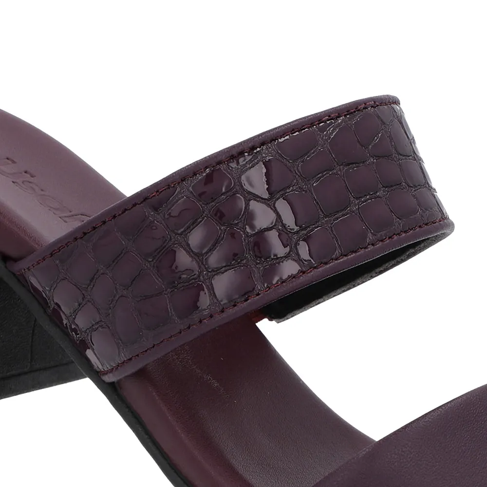 Sabot violet à talons blocs et brides