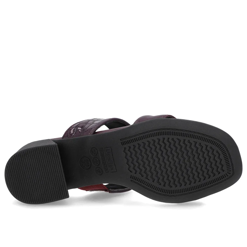 Sabot violet à talons blocs et brides