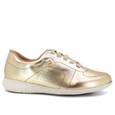 Baskets décontractées en cuir doré avec détails laser