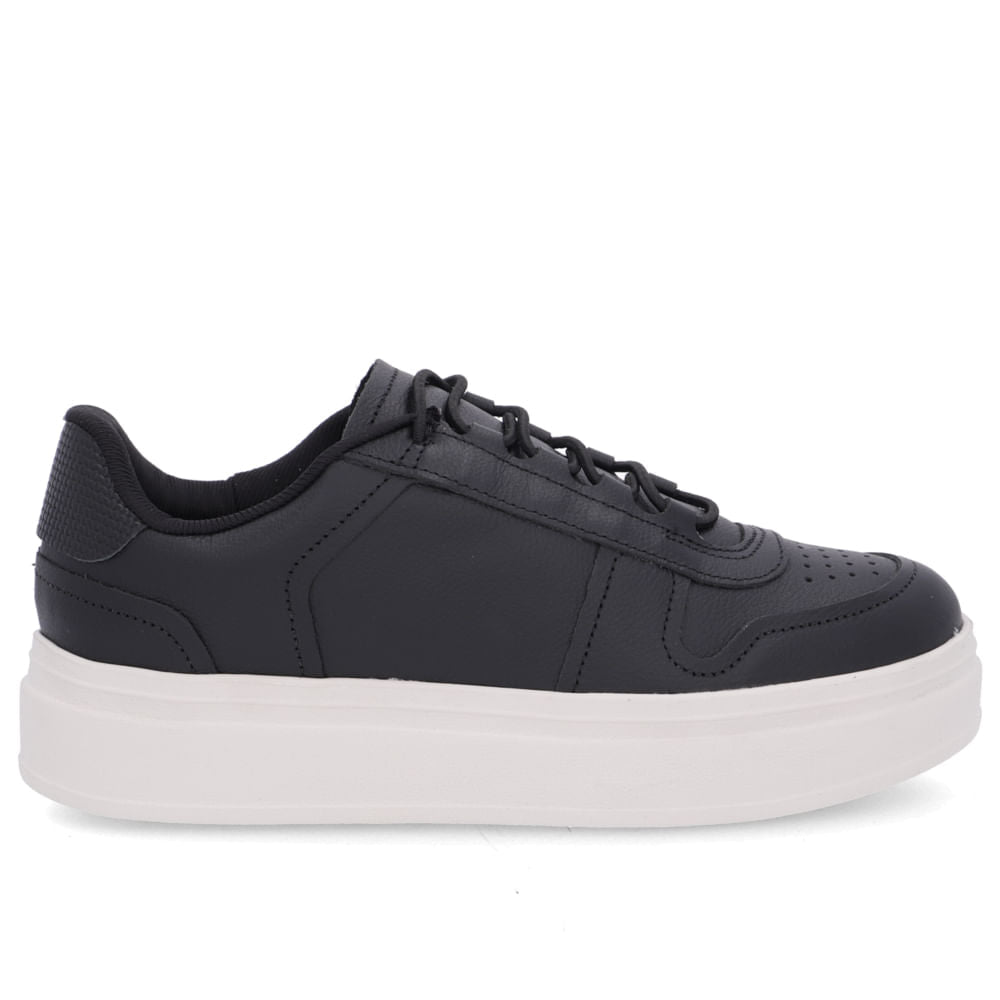Baskets en cuir noir avec lacets élastiques