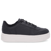 Baskets en cuir noir avec lacets élastiques