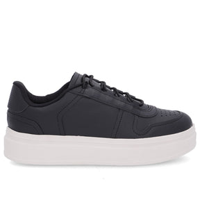 Baskets en cuir noir avec lacets élastiques