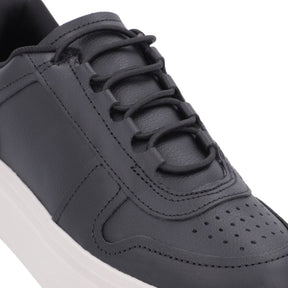 Baskets en cuir noir avec lacets élastiques