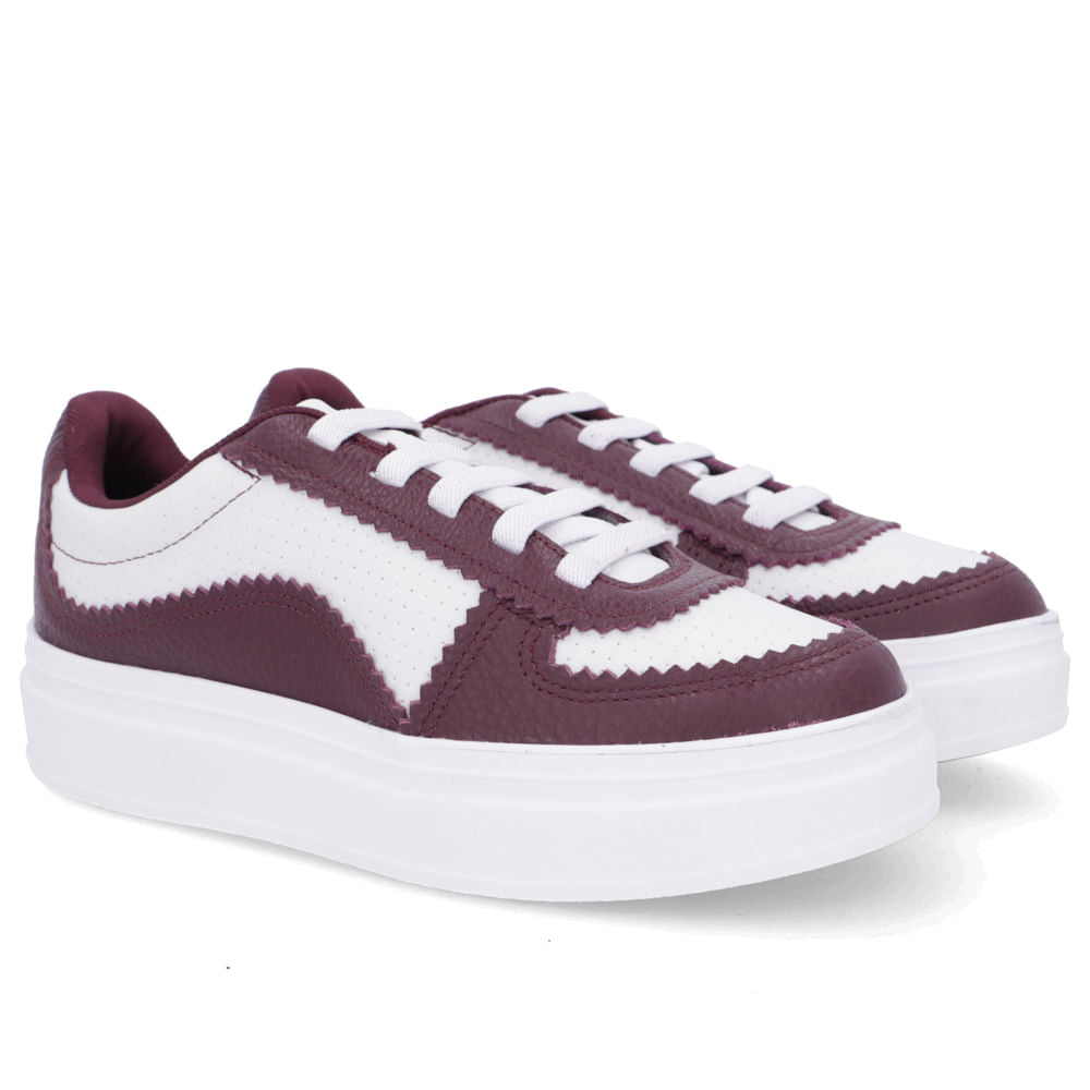 Baskets à talons compensés en cuir violet