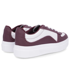 Baskets à talons compensés en cuir violet
