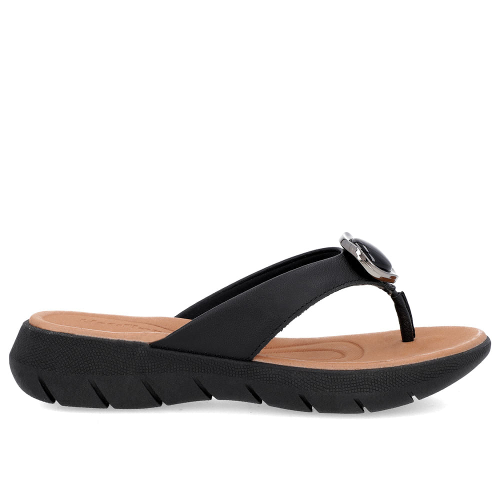 Tongs à plateforme en cuir noir avec détails ornés