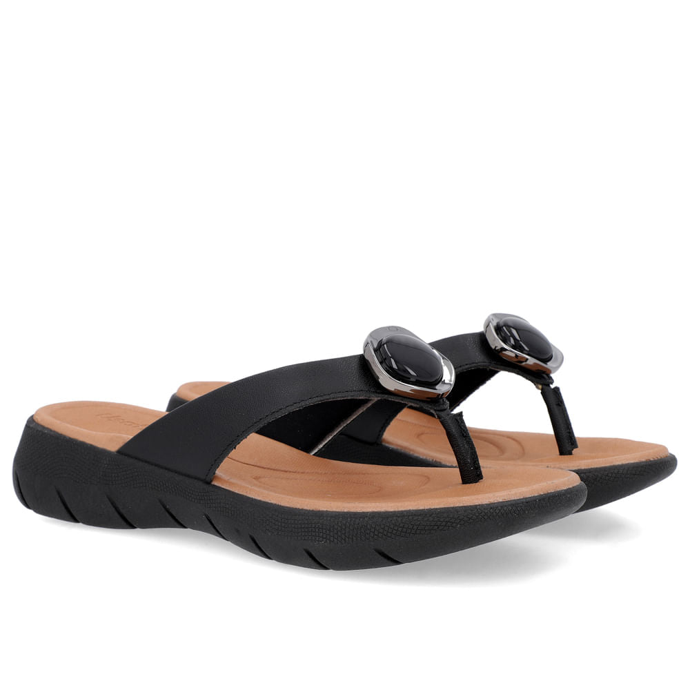 Tongs à plateforme en cuir noir avec détails ornés