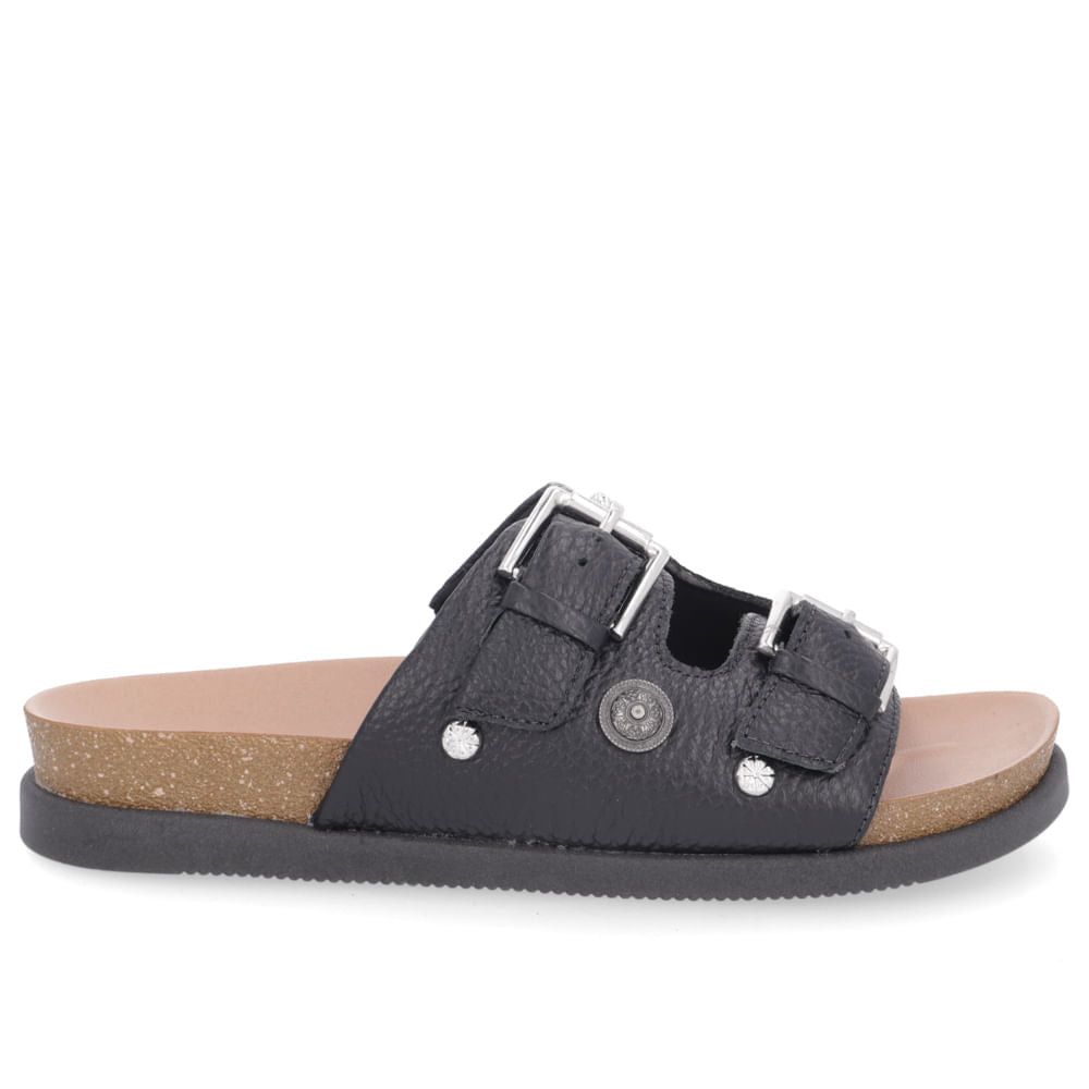 Claquettes en cuir noir avec ornements