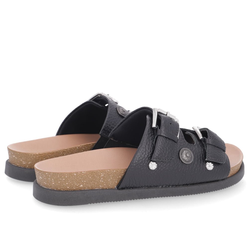 Claquettes en cuir noir avec ornements