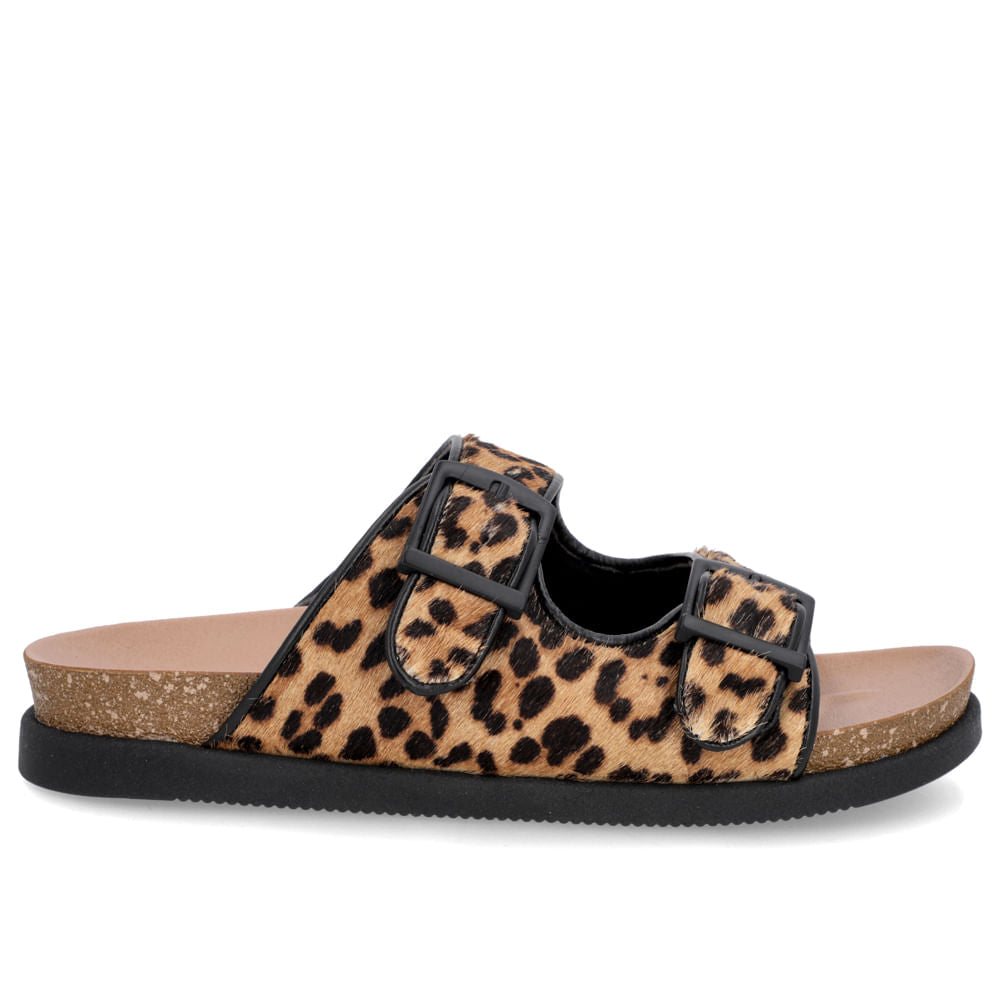 Birkenstock Slide Leopard Fur Leather Buckle