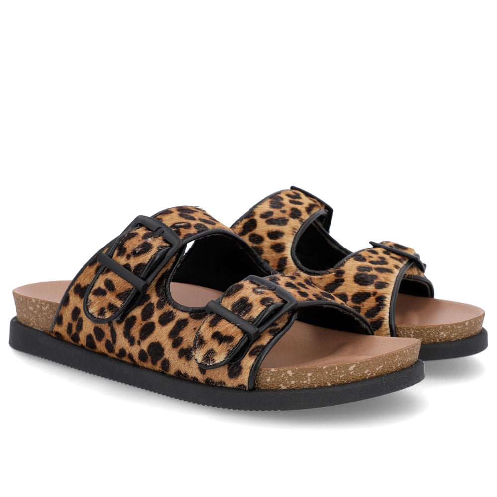 Birkenstock Slide Leopard Fur Leather Buckle