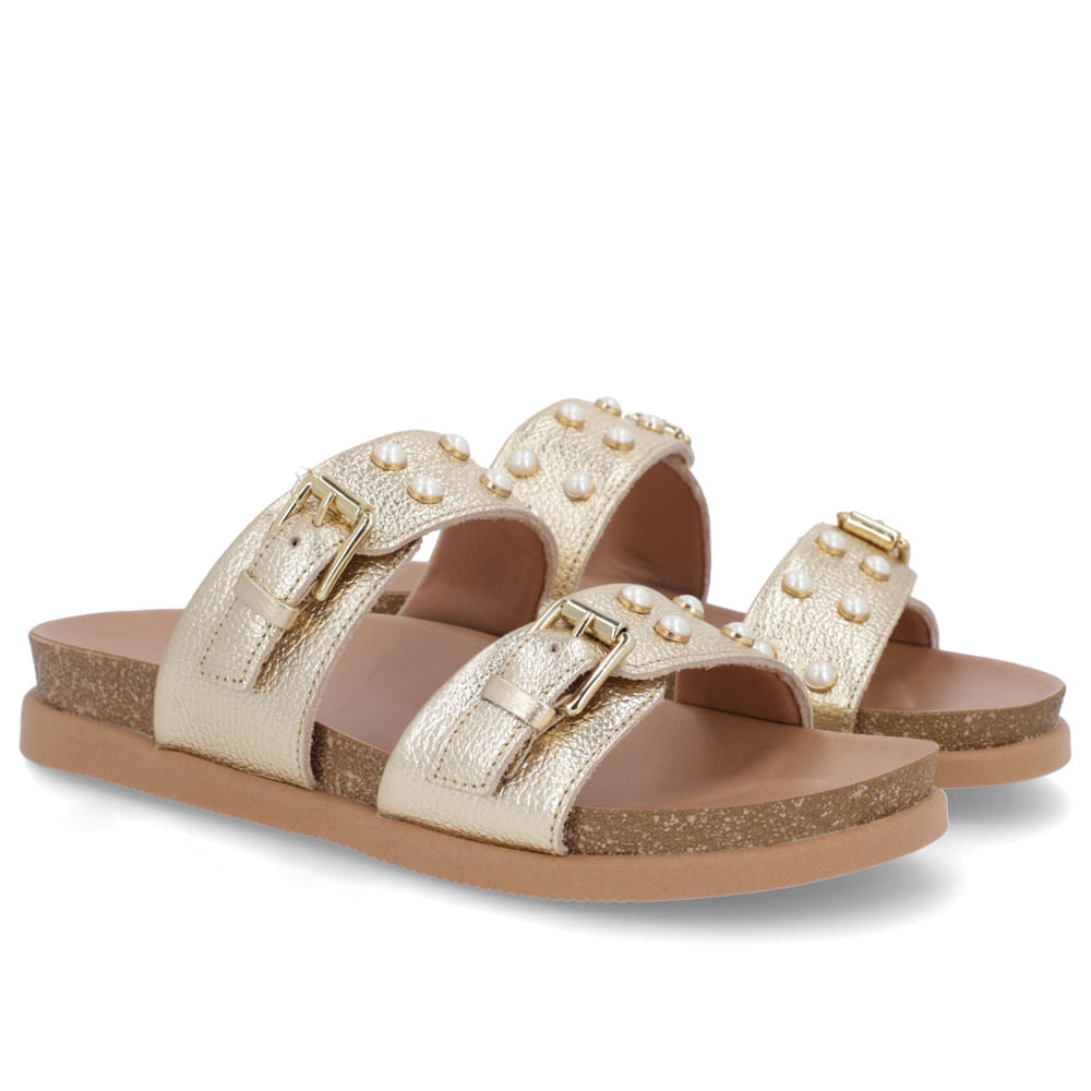 Mules Birkenstock en cuir doré
