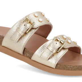 Mules Birkenstock en cuir doré
