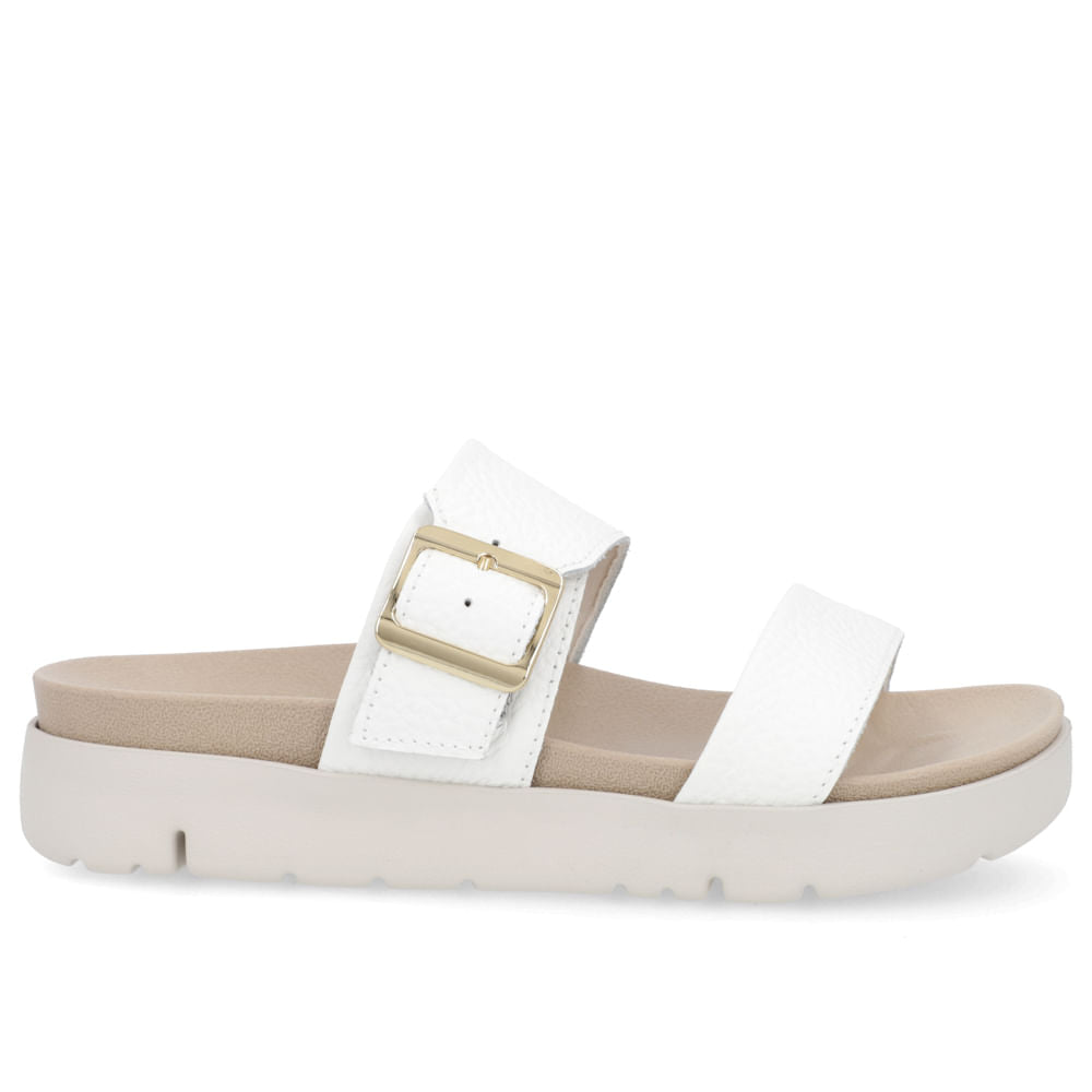 Birkenstock Slide Boucle en cuir blanc