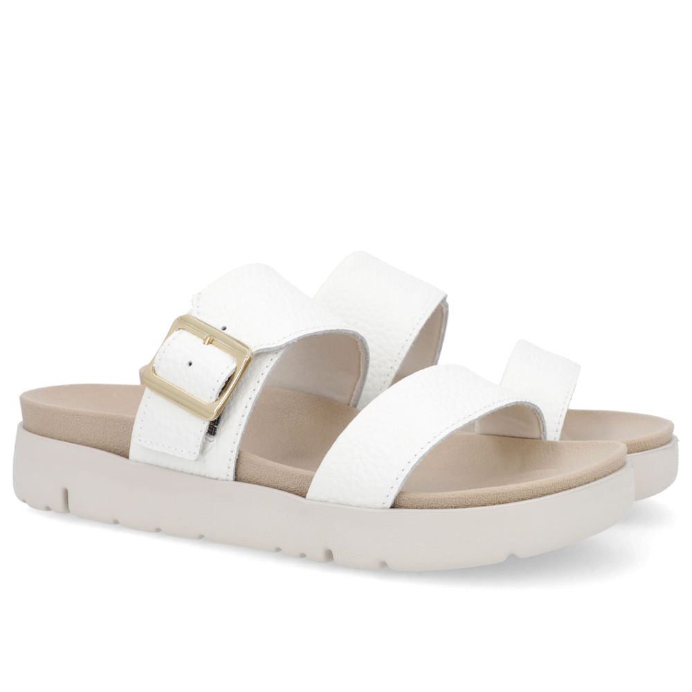 Birkenstock Slide Boucle en cuir blanc
