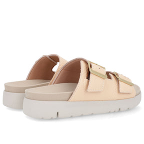 Slide Birken Laranja Claro Couro Fivela