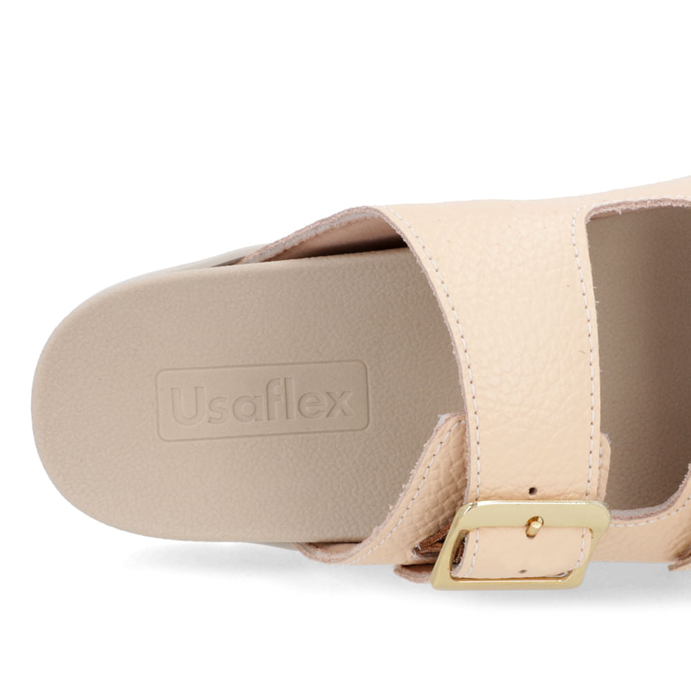 Slide Birken Laranja Claro Couro Fivela