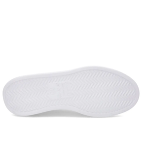Baskets en cuir blanc à semelle haute et lacets élastiques